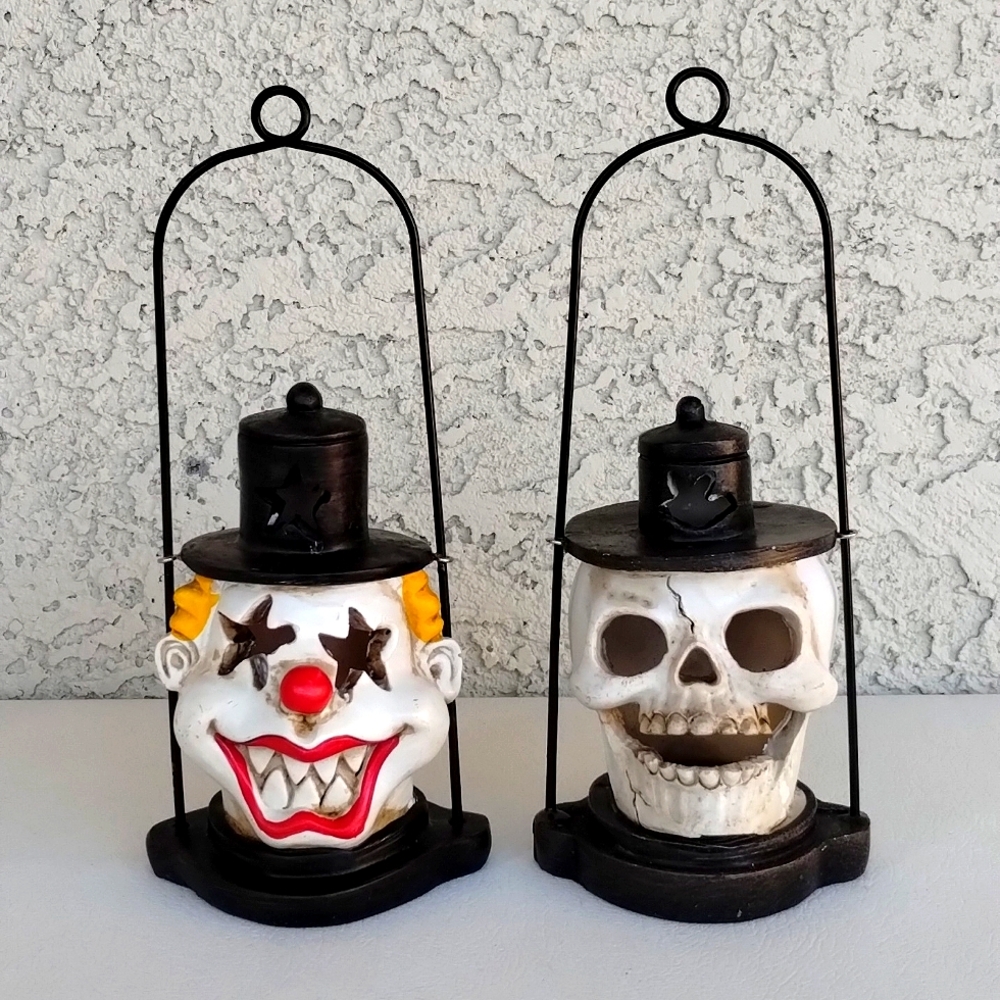 Light Up LED Halloween Creepy Horror Movie Clown Skull Lantern Set